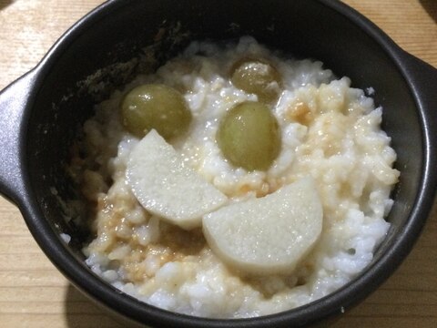 長芋乗せ*ぶどうそば粉入りおじや♪